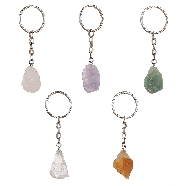 PandaHall Nuggets Natural Gemstone Pendant Keychains, with Iron Split Key Rings, 7.7~8cm Mixed Stone Nuggets
PandaHall Nuggets Natural Gemstone Pendant Keychains, with Iron Split Key Rings, 7.7~8cm Mixed Stone Nuggets