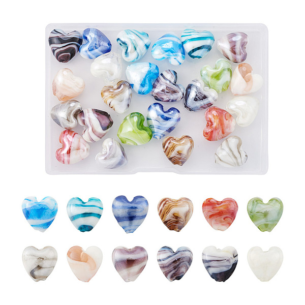 PandaHall Cheriswelry 24Pcs 12 Colors Handmade Lampwork Beads, Pearlized, Heart, Mixed Color, 15.5~16x16~17x8.5~10mm, Hole: 1.4~1.8mm..., Multicolor
PandaHall Cheriswelry 24Pcs 12 Colors Handmade Lampwork Beads, Pearlized, Heart, Mixed Color, 15.5~16x16~17x8.5~10mm, Hole: 1.4~1.8mm..., Multicolor