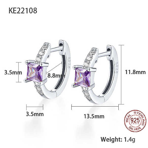 PandaHall Platinum Rhodium Plated 925 Sterling Silver Hoop Earrings, Square Cubic Zirconia Earrings, with S925 Stamp, Lilac, 11.8x13.5mm..., Purple
PandaHall Platinum Rhodium Plated 925 Sterling Silver Hoop Earrings, Square Cubic Zirconia Earrings, with S925 Stamp, Lilac, 11.8x13.5mm..., Purple