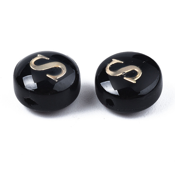 PandaHall Handmade Lampwork Beads, with Golden Plated Brass Etched Metal Embellishments, Flat Round with Alphabet, Letter.S, 8x5mm, Hole..., Black
PandaHall Handmade Lampwork Beads, with Golden Plated Brass Etched Metal Embellishments, Flat Round with Alphabet, Letter.S, 8x5mm, Hole..., Black