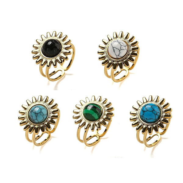 PandaHall Sun 304 Stainless Steel Open Cuff Rings, Synthetic Malachite & Turquoise Finger Rings for Women Men, Real 18K Gold Plated...
PandaHall Sun 304 Stainless Steel Open Cuff Rings, Synthetic Malachite & Turquoise Finger Rings for Women Men, Real 18K Gold Plated...