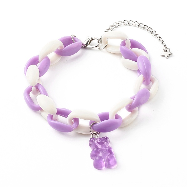 PandaHall Resin Bear Charm Bracelets, with Acrylic Cable Chains and Alloy Lobster Claw Clasps, Platinum, Orchid, Inner Diameter: 2 inch(5cm)..., Purple
PandaHall Resin Bear Charm Bracelets, with Acrylic Cable Chains and Alloy Lobster Claw Clasps, Platinum, Orchid, Inner Diameter: 2 inch(5cm)..., Purple