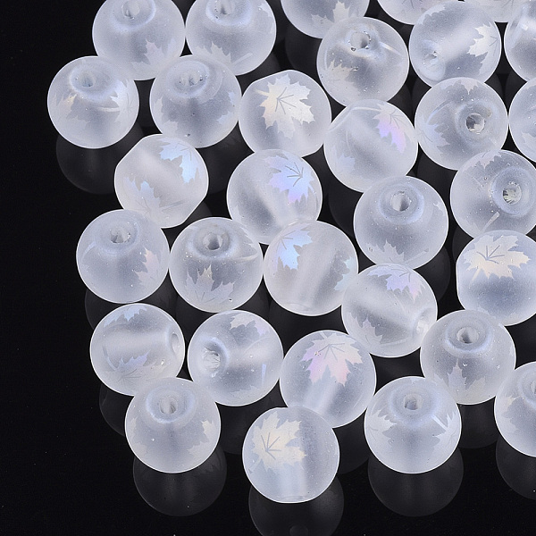 PandaHall Autumn Theme Electroplate Transparent Glass Beads, Frosted, Round with Maple Leaf Pattern, Clear AB, 8~8.5mm, Hole: 1.5mm Glass..., White
PandaHall Autumn Theme Electroplate Transparent Glass Beads, Frosted, Round with Maple Leaf Pattern, Clear AB, 8~8.5mm, Hole: 1.5mm Glass..., White