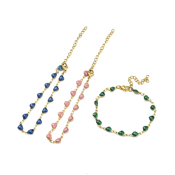 PandaHall Enamel Heart Link Chain Bracelet, Vacuum Plating Golden 201 Stainless Steel Bracelet, Mixed Color, 6-3/4 inch(17.3cm) 201..., Multicolor
PandaHall Enamel Heart Link Chain Bracelet, Vacuum Plating Golden 201 Stainless Steel Bracelet, Mixed Color, 6-3/4 inch(17.3cm) 201..., Multicolor