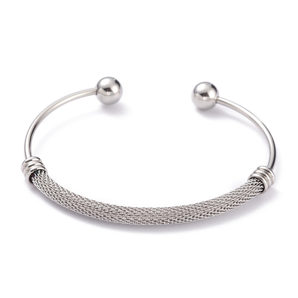 PandaHall 304 Stainless Steel Torque Bangles, Mesh Bangles, with Round Immovable Beads, Stainless Steel Color, 2-1/2x1-7/8 inch(6.3x4.8cm)...
PandaHall 304 Stainless Steel Torque Bangles, Mesh Bangles, with Round Immovable Beads, Stainless Steel Color, 2-1/2x1-7/8 inch(6.3x4.8cm)...