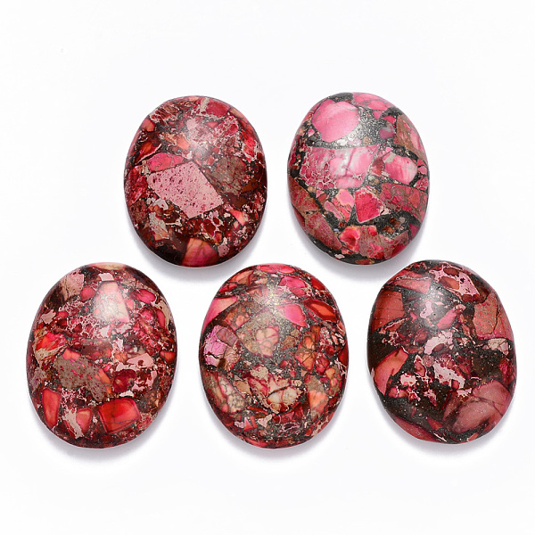 PandaHall Synthetic Gold Line Imperial Jasper Cabochons, Dyed, Oval, Deep Pink, 40x30x7.5~8.5mm Imperial Jasper Oval Pink
PandaHall Synthetic Gold Line Imperial Jasper Cabochons, Dyed, Oval, Deep Pink, 40x30x7.5~8.5mm Imperial Jasper Oval Pink