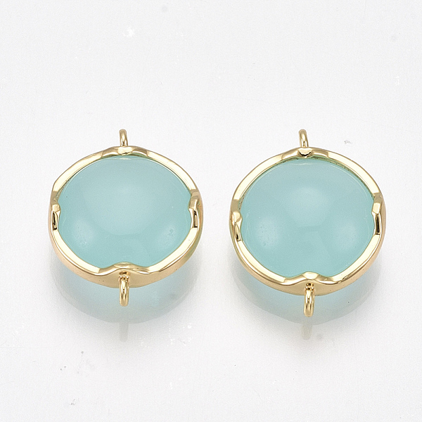 PandaHall Brass Links connectors, with Glass, Flat Round, Nickel Free, Real 18K Gold Plated, Pale Turquoise, 15x11.5x5.5mm, Hole: 1mm Brass..., Cyan
PandaHall Brass Links connectors, with Glass, Flat Round, Nickel Free, Real 18K Gold Plated, Pale Turquoise, 15x11.5x5.5mm, Hole: 1mm Brass..., Cyan