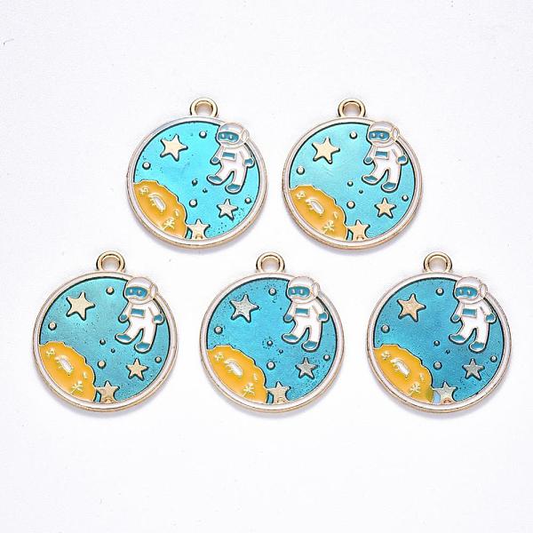 PandaHall Alloy Enamel Pendants, Flat Round, Star & Spaceman, Light Gold, Dark Turquoise, 29x25.5x1.5mm, Hole: 2.5mm Alloy+Enamel Flat Round..., Cyan
PandaHall Alloy Enamel Pendants, Flat Round, Star & Spaceman, Light Gold, Dark Turquoise, 29x25.5x1.5mm, Hole: 2.5mm Alloy+Enamel Flat Round..., Cyan