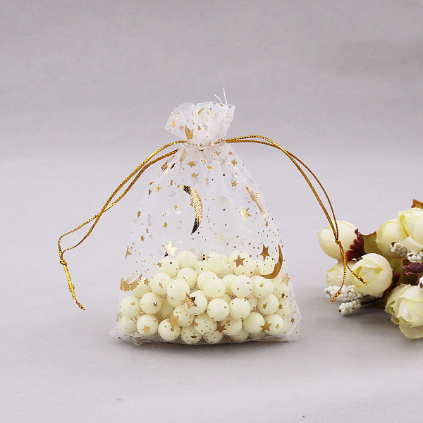 PandaHall Rectangle Organza Drawstring Bags, Gold Stamping Moon and Star Pattern, White, 9x7cm Organza Star White
PandaHall Rectangle Organza Drawstring Bags, Gold Stamping Moon and Star Pattern, White, 9x7cm Organza Star White