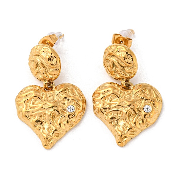 PandaHall 304 Stainless Steel Micro Pave Cubic Zirconia Dangle Stud Earrings, Textured Heart, Golden, 34x22mm Cubic Zirconia Heart Clear
PandaHall 304 Stainless Steel Micro Pave Cubic Zirconia Dangle Stud Earrings, Textured Heart, Golden, 34x22mm Cubic Zirconia Heart Clear
