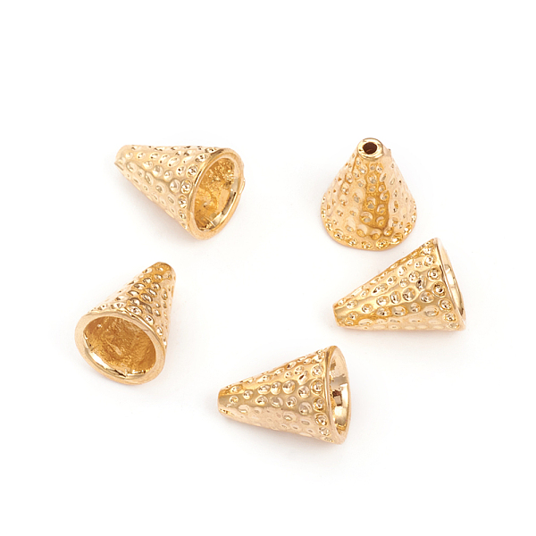PandaHall Brass Cone, Textured, Cone, Real 18K Gold Plated, 9.5x7.5mm, Hole: 0.8mm, Inner Diameter: 5.2mm Brass
PandaHall Brass Cone, Textured, Cone, Real 18K Gold Plated, 9.5x7.5mm, Hole: 0.8mm, Inner Diameter: 5.2mm Brass