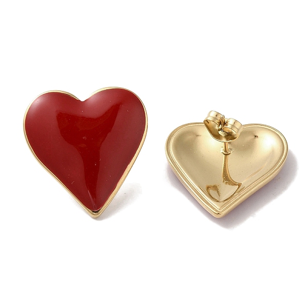 PandaHall Heart 304 Stainless Steel Enamel Stud Earrings for Women, Real 18K Gold Plated, Dark Red, 21x20.5mm 304 Stainless Steel Heart
PandaHall Heart 304 Stainless Steel Enamel Stud Earrings for Women, Real 18K Gold Plated, Dark Red, 21x20.5mm 304 Stainless Steel Heart