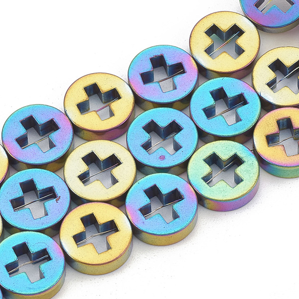 PandaHall Electroplate Non-magnetic Synthetic Hematite Beads Strands, Flat Round with Cross, Multi-color Plated, 10x3mm, Hole: 1mm, about...
PandaHall Electroplate Non-magnetic Synthetic Hematite Beads Strands, Flat Round with Cross, Multi-color Plated, 10x3mm, Hole: 1mm, about...