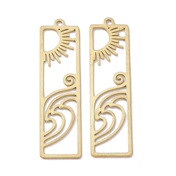 PandaHall Brass Pendants, DIY Accessories, for Bracelets, Earrings, Necklaces, Rectangle with Sun & River, Raw(Unplated), 41.5x11x0.6mm...
PandaHall Brass Pendants, DIY Accessories, for Bracelets, Earrings, Necklaces, Rectangle with Sun & River, Raw(Unplated), 41.5x11x0.6mm...