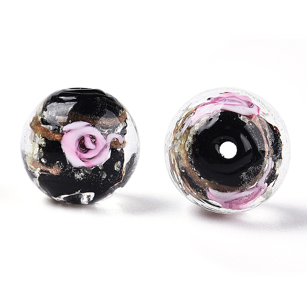 PandaHall Luminous Handmade Gold Sand Lampwork Beads, Glow in the Dark, Round with Flower, Black, 10x9mm, Hole: 1.6mm Lampwork Round Black
PandaHall Luminous Handmade Gold Sand Lampwork Beads, Glow in the Dark, Round with Flower, Black, 10x9mm, Hole: 1.6mm Lampwork Round Black
