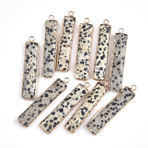 PandaHall Natural Dalmatian Jasper Pendants, with Brass Findings, Faceted, Rectangle, Golden, 46.5x10x5mm, Hole: 2mm Dalmatian Jasper...
PandaHall Natural Dalmatian Jasper Pendants, with Brass Findings, Faceted, Rectangle, Golden, 46.5x10x5mm, Hole: 2mm Dalmatian Jasper...
