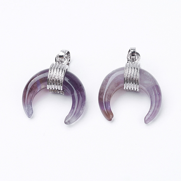 PandaHall Natural Amethyst Pendants, with Brass Findings, Double Horn/Crescent Moon, Platinum, 22~23x19~20x9mm, Hole: 5x7mm Amethyst Moon
PandaHall Natural Amethyst Pendants, with Brass Findings, Double Horn/Crescent Moon, Platinum, 22~23x19~20x9mm, Hole: 5x7mm Amethyst Moon