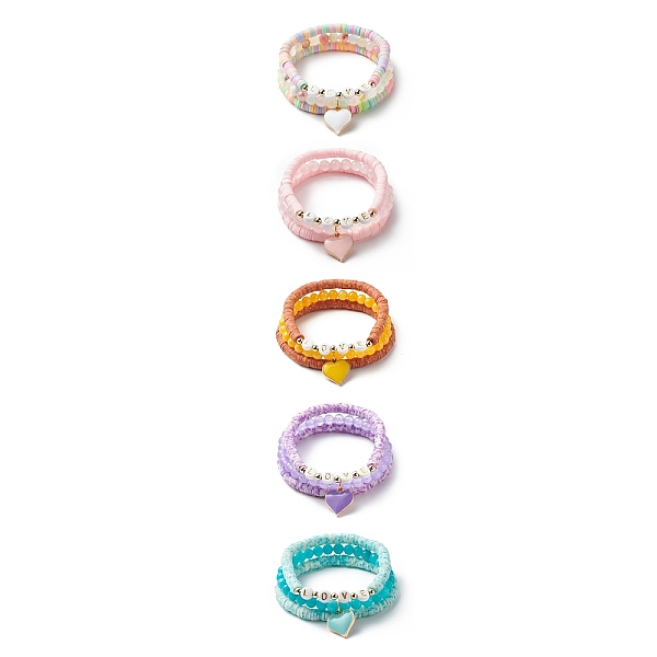 PandaHall 3Pcs 3 Style Natural Gemstone & Acrylic Word Love Beaded Stretch Bracelets Set with Alloy Enamel Heart Charms, Polymer Clay Heishi..., Multicolor
PandaHall 3Pcs 3 Style Natural Gemstone & Acrylic Word Love Beaded Stretch Bracelets Set with Alloy Enamel Heart Charms, Polymer Clay Heishi..., Multicolor