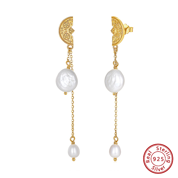 PandaHall 925 Sterling Silver Half Round Stud Earrings, Natural Baroque Pearl Long Drop Earrings, Real 14K Gold Plated, 33x11mm Pearl Half..., White
PandaHall 925 Sterling Silver Half Round Stud Earrings, Natural Baroque Pearl Long Drop Earrings, Real 14K Gold Plated, 33x11mm Pearl Half..., White