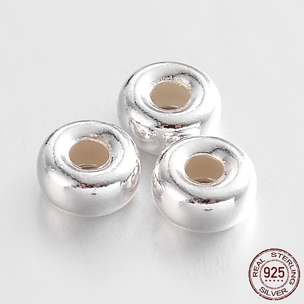 PandaHall Rondelle 925 Sterling Silver Spacer Beads, Silver, 5.2x2.5mm, Hole: 2mm, about 95pcs/20g Sterling Silver Rondelle
PandaHall Rondelle 925 Sterling Silver Spacer Beads, Silver, 5.2x2.5mm, Hole: 2mm, about 95pcs/20g Sterling Silver Rondelle