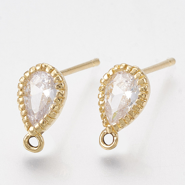 PandaHall Brass Cubic Zirconia Stud Earring Findings, with Loop, Teardrop, Clear, Real 18K Gold Plated, 9.5x5.5mm, Hole: 1mm, Pin: 0.8mm...
PandaHall Brass Cubic Zirconia Stud Earring Findings, with Loop, Teardrop, Clear, Real 18K Gold Plated, 9.5x5.5mm, Hole: 1mm, Pin: 0.8mm...