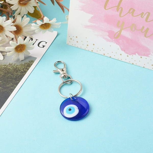 PandaHall Handmade Lampwork Evil Eye Keychain, with Platinum Alloy Split Key Rings, Flat Round, Blue, 9cm Lampwork Evil Eye Blue
PandaHall Handmade Lampwork Evil Eye Keychain, with Platinum Alloy Split Key Rings, Flat Round, Blue, 9cm Lampwork Evil Eye Blue