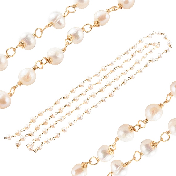 PandaHall 1 Strand Handmade Cultured Freshwater Pearl Beaded Chains, with Copper Wire, Soldered, Real 18K Gold Plated, 6~10x7~9x4~7mm, about..., White
PandaHall 1 Strand Handmade Cultured Freshwater Pearl Beaded Chains, with Copper Wire, Soldered, Real 18K Gold Plated, 6~10x7~9x4~7mm, about..., White