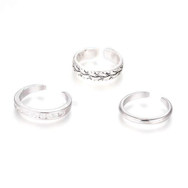 PandaHall Brass Cuff Toe Rings, Stackable Rings, with Cubic Zirconia, Mixed Style, Platinum, 13.8~14.2mm, 3pcs/set Brass+Cubic Zirconia..., Clear
PandaHall Brass Cuff Toe Rings, Stackable Rings, with Cubic Zirconia, Mixed Style, Platinum, 13.8~14.2mm, 3pcs/set Brass+Cubic Zirconia..., Clear