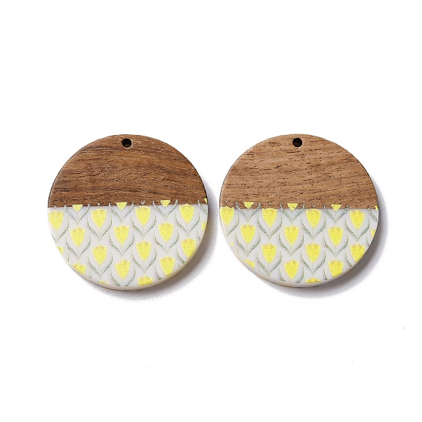 PandaHall Opaque Resin & Walnut Wood Pendants, Flat Round Charms with Flower Pattern, Yellow, 35x4mm, Hole: 2mm Resin+Wood Flower Yellow
PandaHall Opaque Resin & Walnut Wood Pendants, Flat Round Charms with Flower Pattern, Yellow, 35x4mm, Hole: 2mm Resin+Wood Flower Yellow