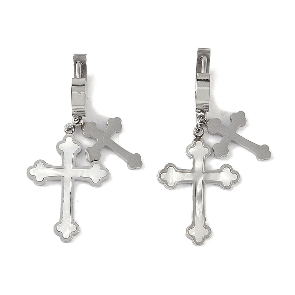 PandaHall Cross 304 Stainless Steel Shell Stud Earrings, Dangle Earrings for Women, Stainless Steel Color, 42x18mm 304 Stainless Steel Cross
PandaHall Cross 304 Stainless Steel Shell Stud Earrings, Dangle Earrings for Women, Stainless Steel Color, 42x18mm 304 Stainless Steel Cross