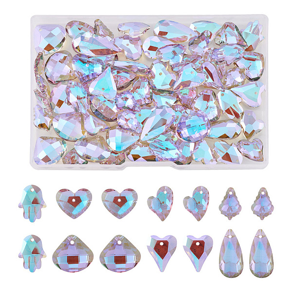 PandaHall 70Pcs 7 Style Electroplate Faceted Glass Pendants, Teardrop & Heart & Fan, Lilac, 15~24x12~19.5x5~7.5mm, Hole: 1.2~1.6mm..., Purple
PandaHall 70Pcs 7 Style Electroplate Faceted Glass Pendants, Teardrop & Heart & Fan, Lilac, 15~24x12~19.5x5~7.5mm, Hole: 1.2~1.6mm..., Purple