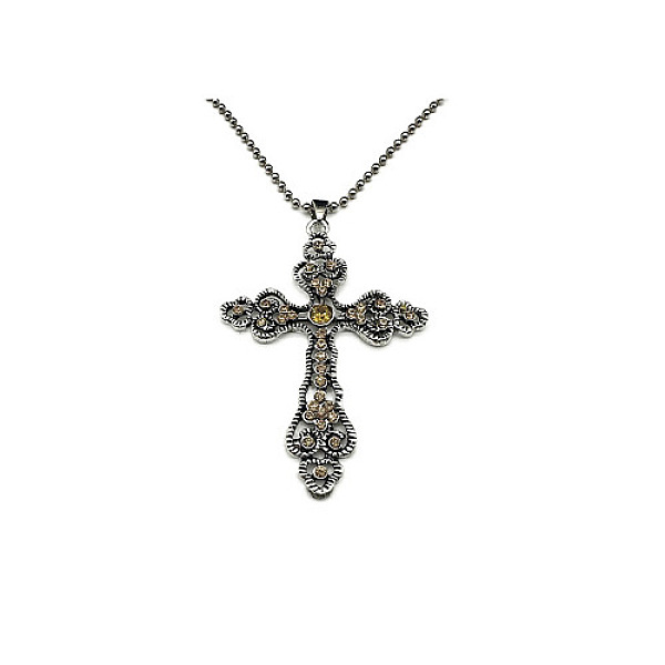 PandaHall Cross Zinc Alloy Pendant Necklace, with Rhinestone, Light Topaz, 27.56 inch(70cm) Rhinestone Cross Yellow
PandaHall Cross Zinc Alloy Pendant Necklace, with Rhinestone, Light Topaz, 27.56 inch(70cm) Rhinestone Cross Yellow