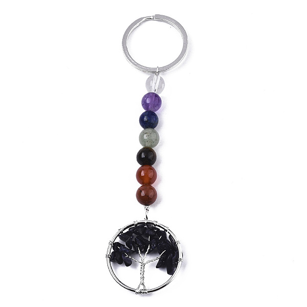 PandaHall Natural Blue Goldstone Chips Chakra Keychain, with Platinum Plated Stainless Steel Split Key Rings and Mixed Stone Round Beads...
PandaHall Natural Blue Goldstone Chips Chakra Keychain, with Platinum Plated Stainless Steel Split Key Rings and Mixed Stone Round Beads...