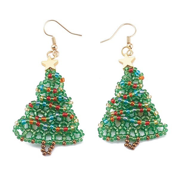 PandaHall Glass Seed Beads Christmas Tree Dangle Earrings, for Christmas, with Golden Plated Brass Earring Hooks, Green, 53x33x4.5mm, Pin...
PandaHall Glass Seed Beads Christmas Tree Dangle Earrings, for Christmas, with Golden Plated Brass Earring Hooks, Green, 53x33x4.5mm, Pin...