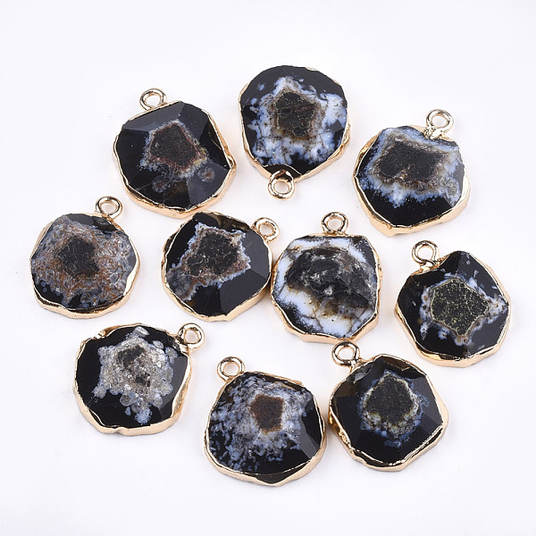 PandaHall Electroplate Natural Agate Pendants, with Brass Findings, Faceted, Dyed, Golden, Black, 17~22x14~18x5~10mm, Hole: 1.8mm Natural...
PandaHall Electroplate Natural Agate Pendants, with Brass Findings, Faceted, Dyed, Golden, Black, 17~22x14~18x5~10mm, Hole: 1.8mm Natural...