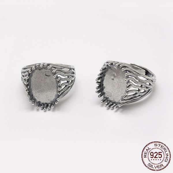 PandaHall Adjustable Thailand 925 Sterling Silver Finger Ring Components, Oval, Antique Silver, Tray: 18x13mm, 19mm Sterling Silver
PandaHall Adjustable Thailand 925 Sterling Silver Finger Ring Components, Oval, Antique Silver, Tray: 18x13mm, 19mm Sterling Silver