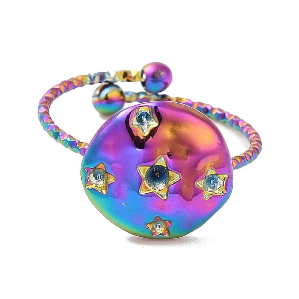 PandaHall Ion Plating(IP) 304 Stainless Steel Flat Round Open Cuff Ring Settings for Rhinestone, Rainbow Color, Inner Diameter: 18mm, Fit...
PandaHall Ion Plating(IP) 304 Stainless Steel Flat Round Open Cuff Ring Settings for Rhinestone, Rainbow Color, Inner Diameter: 18mm, Fit...