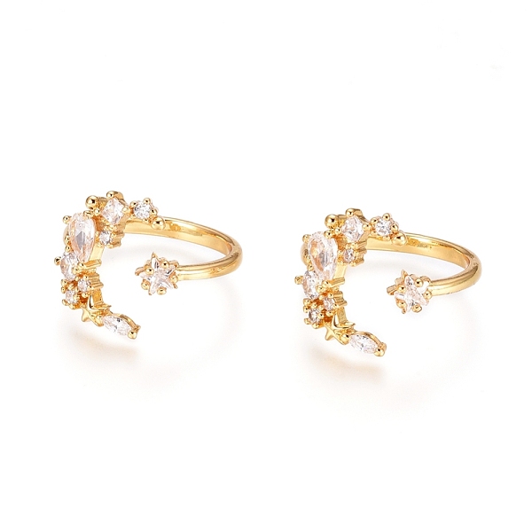 PandaHall Adjustable Brass Finger Rings, Cuff Rings, Open Rings, with Micro Pave Clear Cubic Zirconia, Long-Lasting Plated, Moon & Star...
PandaHall Adjustable Brass Finger Rings, Cuff Rings, Open Rings, with Micro Pave Clear Cubic Zirconia, Long-Lasting Plated, Moon & Star...