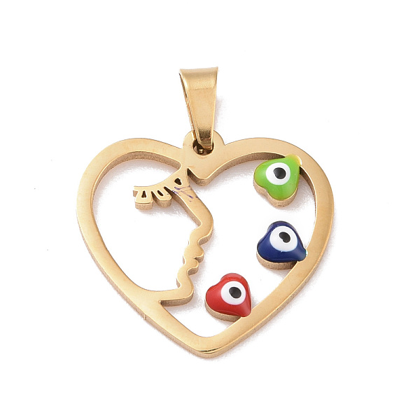 PandaHall Vacuum Plating 304 Stainless Steel Enamel Pendants, Golden, Hollow, Heart with Evil Eye, Colorful, 19x20x2mm, Hole: 5x3mm...
PandaHall Vacuum Plating 304 Stainless Steel Enamel Pendants, Golden, Hollow, Heart with Evil Eye, Colorful, 19x20x2mm, Hole: 5x3mm...