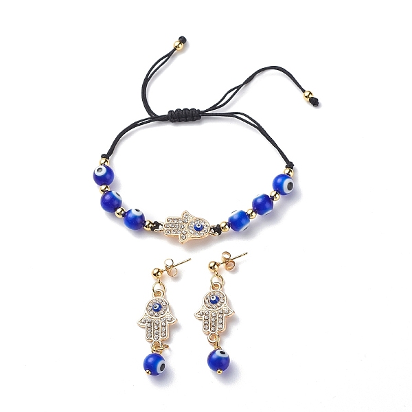 PandaHall Lampwork Evil Eye Braided Bead Bracelet and Dangle Stud Earrings, Rhinestone Hamsa Hand Jewelry for Women, Blue, 43mm, Inner...
PandaHall Lampwork Evil Eye Braided Bead Bracelet and Dangle Stud Earrings, Rhinestone Hamsa Hand Jewelry for Women, Blue, 43mm, Inner...