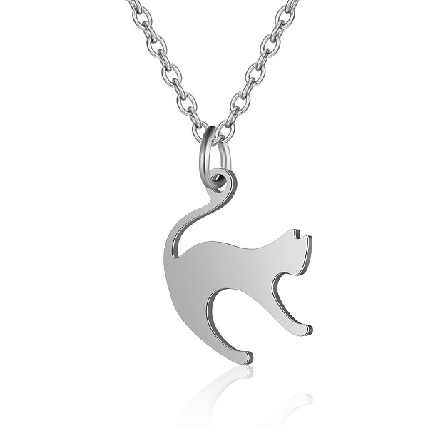 PandaHall 201 Stainless Steel Kitten Pendant Necklaces, with Cable Chains, Stretching Cat, Stainless Steel Color, 15.7 inch(40cm), 1.5mm...
PandaHall 201 Stainless Steel Kitten Pendant Necklaces, with Cable Chains, Stretching Cat, Stainless Steel Color, 15.7 inch(40cm), 1.5mm...