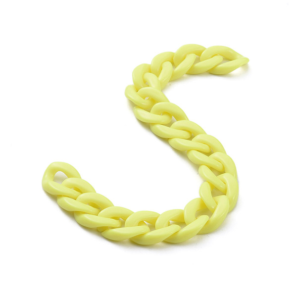 PandaHall Handmade Opaque Acrylic Curb Chains, Yellow, Links: 19x13.5x4.5mm, 39.37 inch(1m)/strand Acrylic Yellow
PandaHall Handmade Opaque Acrylic Curb Chains, Yellow, Links: 19x13.5x4.5mm, 39.37 inch(1m)/strand Acrylic Yellow