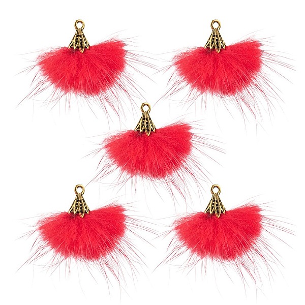 PandaHall Faux Mink Fur Tassel Pendant Decorations, with Antique Golden Alloy Findings, Cerise, 20~30x28~30mm, Hole: 1.8mm Fibre Others Red
PandaHall Faux Mink Fur Tassel Pendant Decorations, with Antique Golden Alloy Findings, Cerise, 20~30x28~30mm, Hole: 1.8mm Fibre Others Red