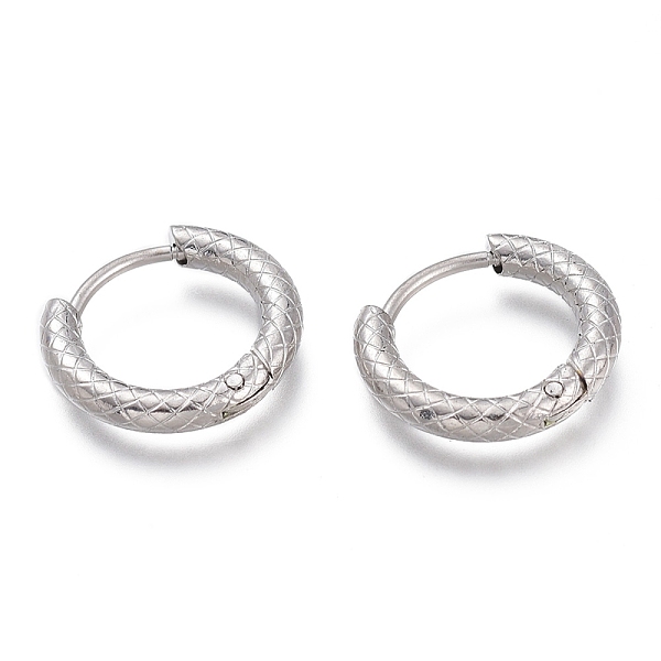 PandaHall 304 Stainless Steel Huggie Hoop Earrings, Hypoallergenic Earrings, Textured, Ring, Stainless Steel Color, 10 Gauge, 15.5x2.5mm...
PandaHall 304 Stainless Steel Huggie Hoop Earrings, Hypoallergenic Earrings, Textured, Ring, Stainless Steel Color, 10 Gauge, 15.5x2.5mm...