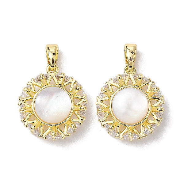 PandaHall Rack Plating Brass Pave Clear Cubic Zirconia Pendants, Flat Round Charms with Shell, Real 18K Gold Plated, 17x15.5x5mm, Hole...
PandaHall Rack Plating Brass Pave Clear Cubic Zirconia Pendants, Flat Round Charms with Shell, Real 18K Gold Plated, 17x15.5x5mm, Hole...