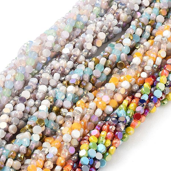 PandaHall Electroplate Glass Beads, Faceted, Flat Round, Mixed Color, 4x2.5mm, Hole: 0.9mm, about 100~104pcs/strand, 14.17''~14.96''..., Multicolor
PandaHall Electroplate Glass Beads, Faceted, Flat Round, Mixed Color, 4x2.5mm, Hole: 0.9mm, about 100~104pcs/strand, 14.17''~14.96''..., Multicolor