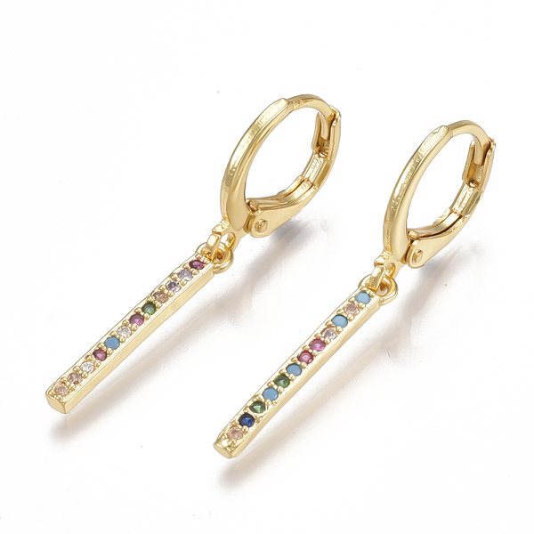 PandaHall Brass Micro Pave Cubic Zirconia(Random Mixed Color) Dangle Hoop Earrings, Rectangle, Golden, 31mm, Pin: 0.7mm Cubic Zirconia
PandaHall Brass Micro Pave Cubic Zirconia(Random Mixed Color) Dangle Hoop Earrings, Rectangle, Golden, 31mm, Pin: 0.7mm Cubic Zirconia
