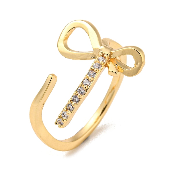 PandaHall Brass with Cubic Zirconia Open Cuff Rings, Bowkont, Golden, US Size 8(18.1mm) Brass+Cubic Zirconia Bowknot
PandaHall Brass with Cubic Zirconia Open Cuff Rings, Bowkont, Golden, US Size 8(18.1mm) Brass+Cubic Zirconia Bowknot