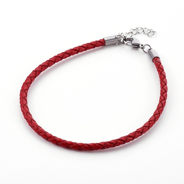 PandaHall Braided Leather Cord Bracelet Making, with 304 Stainless Steel Lobster Claw Clasps and Extension Chain, Stainless Steel Color..., Red
PandaHall Braided Leather Cord Bracelet Making, with 304 Stainless Steel Lobster Claw Clasps and Extension Chain, Stainless Steel Color..., Red