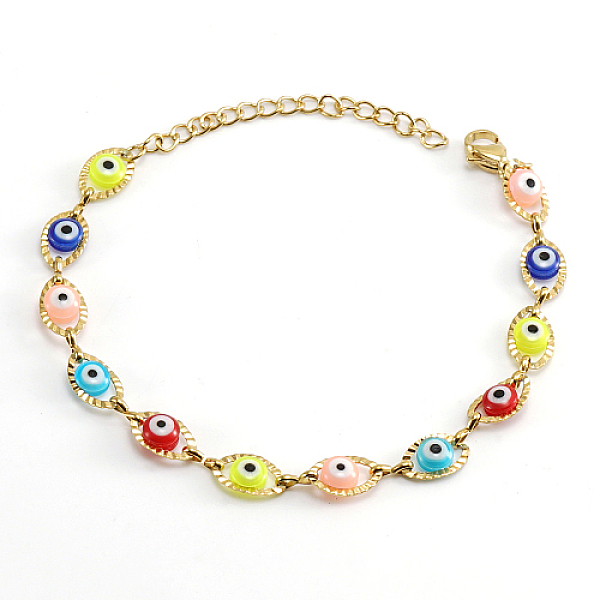 PandaHall Golden Stainless Steel Enamel Horse Eye Link Chain Bracelets, Colorful, 6-3/4 inch(17cm) Stainless Steel Horse Eye
PandaHall Golden Stainless Steel Enamel Horse Eye Link Chain Bracelets, Colorful, 6-3/4 inch(17cm) Stainless Steel Horse Eye